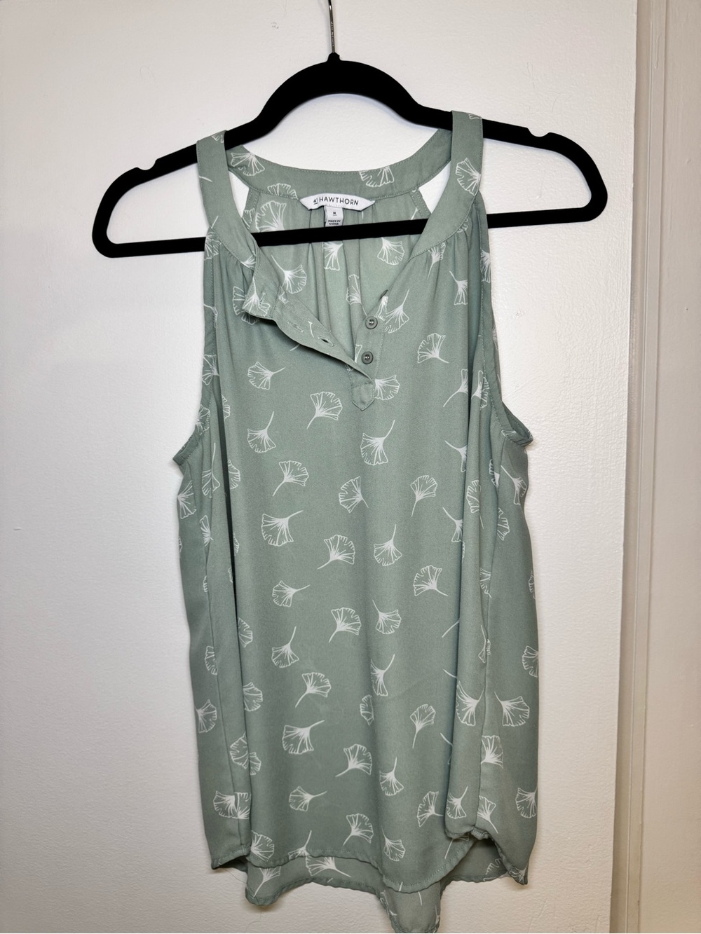 41 Hawthorn Mint Green Printed Tank Blouse M